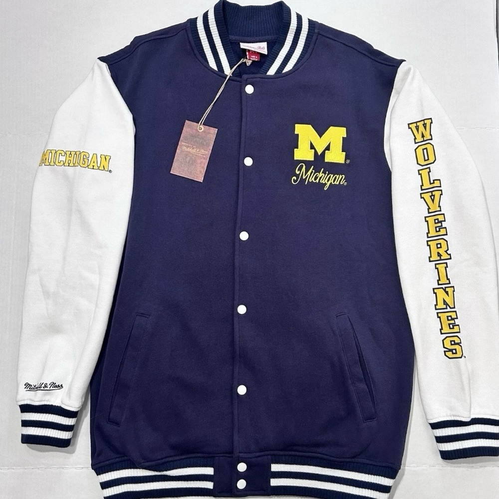 Michigan Wolverines U of M Varsity Jacket snap front fleece